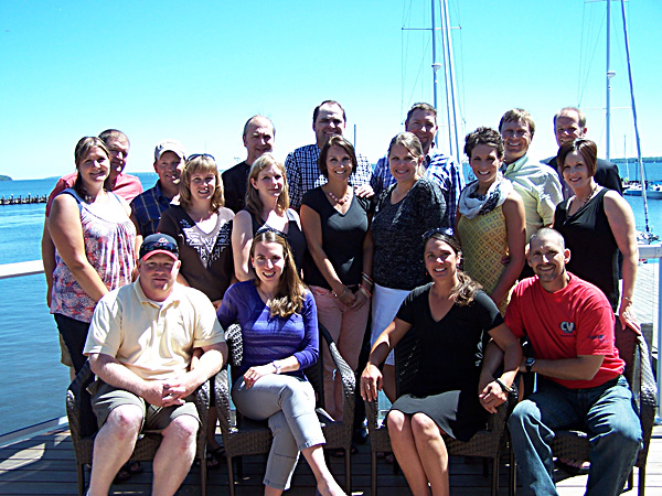 In this photo we are joined by the outgoing couples, including the awesome couple from Montana (front left) to whom we owe our thanks for recommending us!&nbsp;